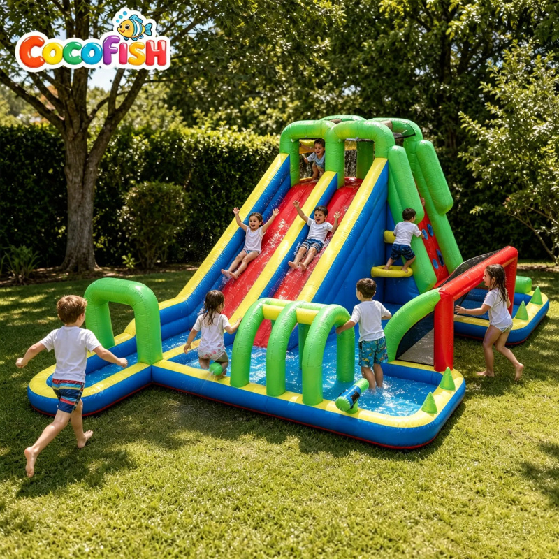 Water Slide Inflatable - Duży dmuchany park wodny Cocofish z