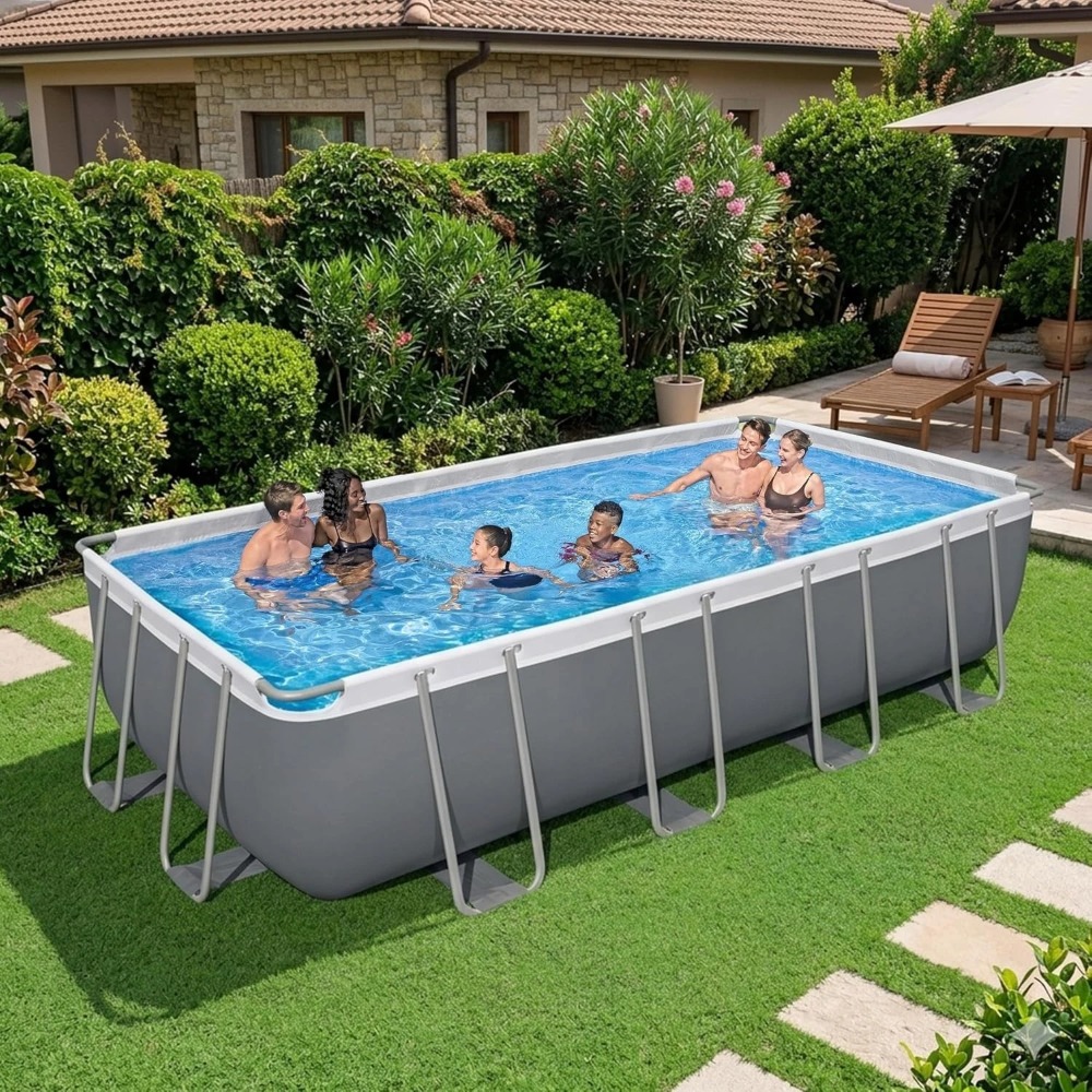 Pool Ladder Above Ground - Prostokątny metalowy basen naziemny z pompą