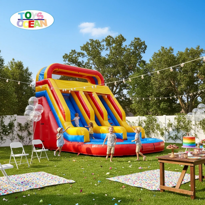 Czerwono-żółto-niebieska trzys – Water Slide Inflatable recenzja i cena